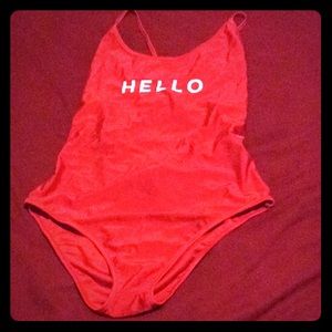 Red Hello goodbye unlined and unpadded body suit